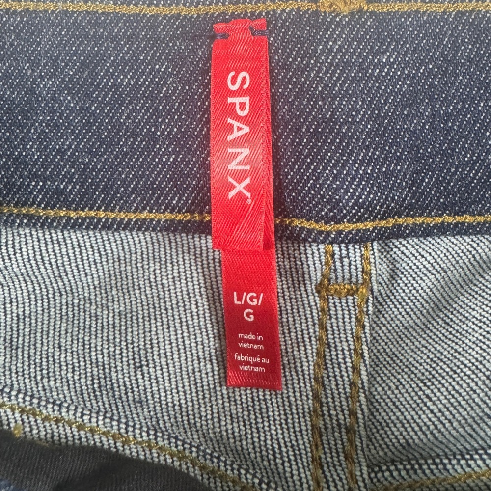 Spanx Wide Leg Denim Women Large Raw Indigo High Rise Shaping‎ Jeans 20547R NEW - Picture 2 of 10